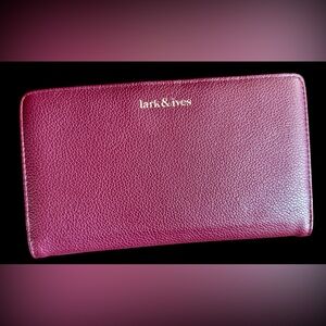 Lark & Ives Continental Snap Clutch/Wallet in Bordeaux/Burgandy. Vegan Leather.